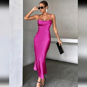 Solid Tie Backless Cami Dress